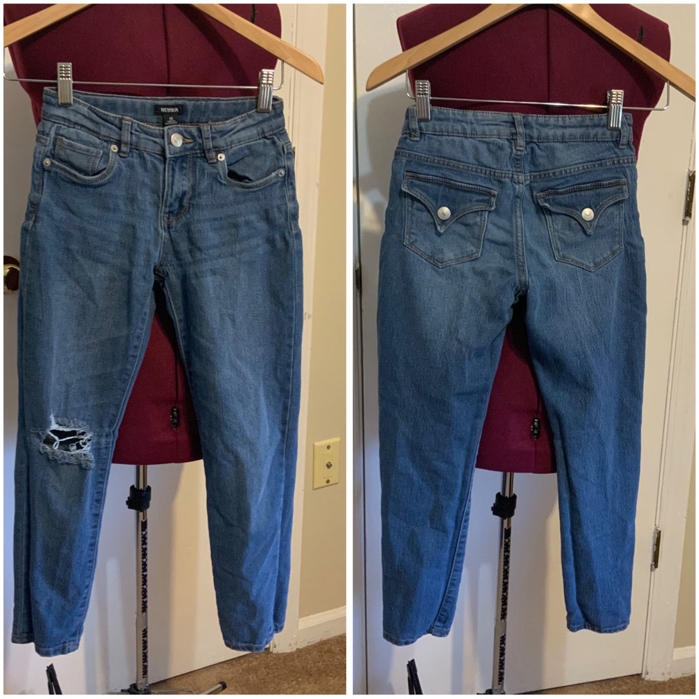EUC Hudson Skinny Distressed Faded Blue Jeans
